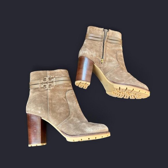 Tan suede ankle boots with buckle detail #boho   Tory Burch   Size 8   Vintage - Picture 1 of 7